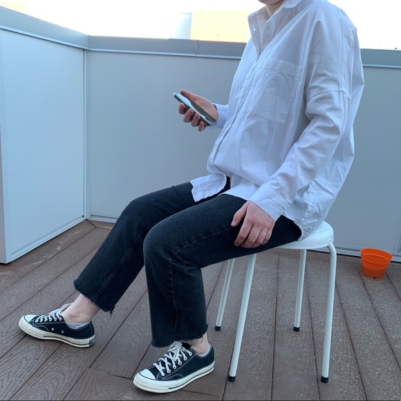 Bershka Tops - Oversized white dress shirt with stitching